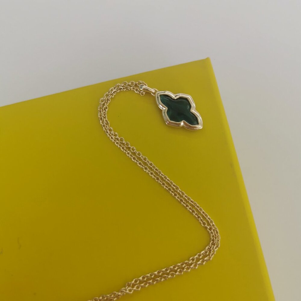 Framed Abbie Gold Teal Tiger’s Eye Short Necklace by Kendra Scott